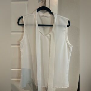 White size large dress shirt, sleeveless, tie front